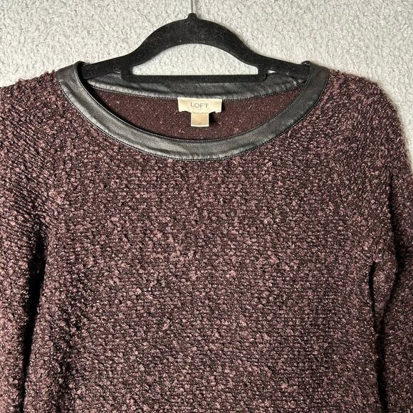 LOFT Sweater Womens‎ XS Maroon Crew Neck Long Sleeve Fuzzy Sweater - Picture 4 of 8